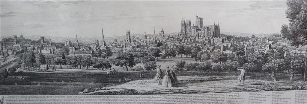 After Samuel & Nathaniel Buck, an 18th century engraving, South East Prospect of the City of York and seven etchings